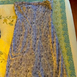 Baby blue, floral print, strapless sundress